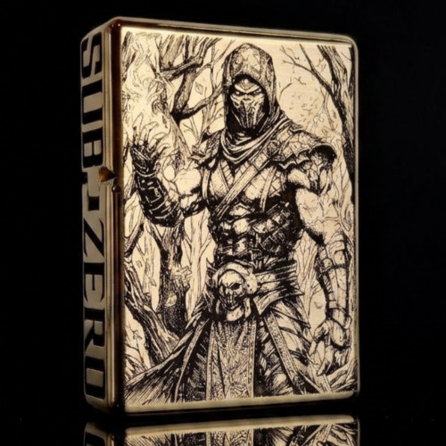 Зажигалка Zorro 912S Armor Brass с гравировкой «Mortal Kombat Скорпион и Саб-Зиро»